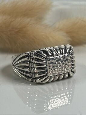 925 Solid Sterling Silver Chunky Abstract Statement Ring Size 10.75